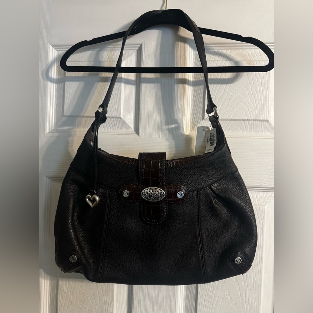 Vintage Brighton Black and Brown Leather Shoulder Bag